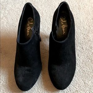 Suede high heel booties